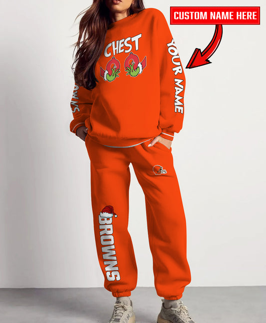 Cleveland Browns Chest – Nuts Combo Sweatshirt And Sweatpants Christmas Collection AZCASP000148TeamColor
