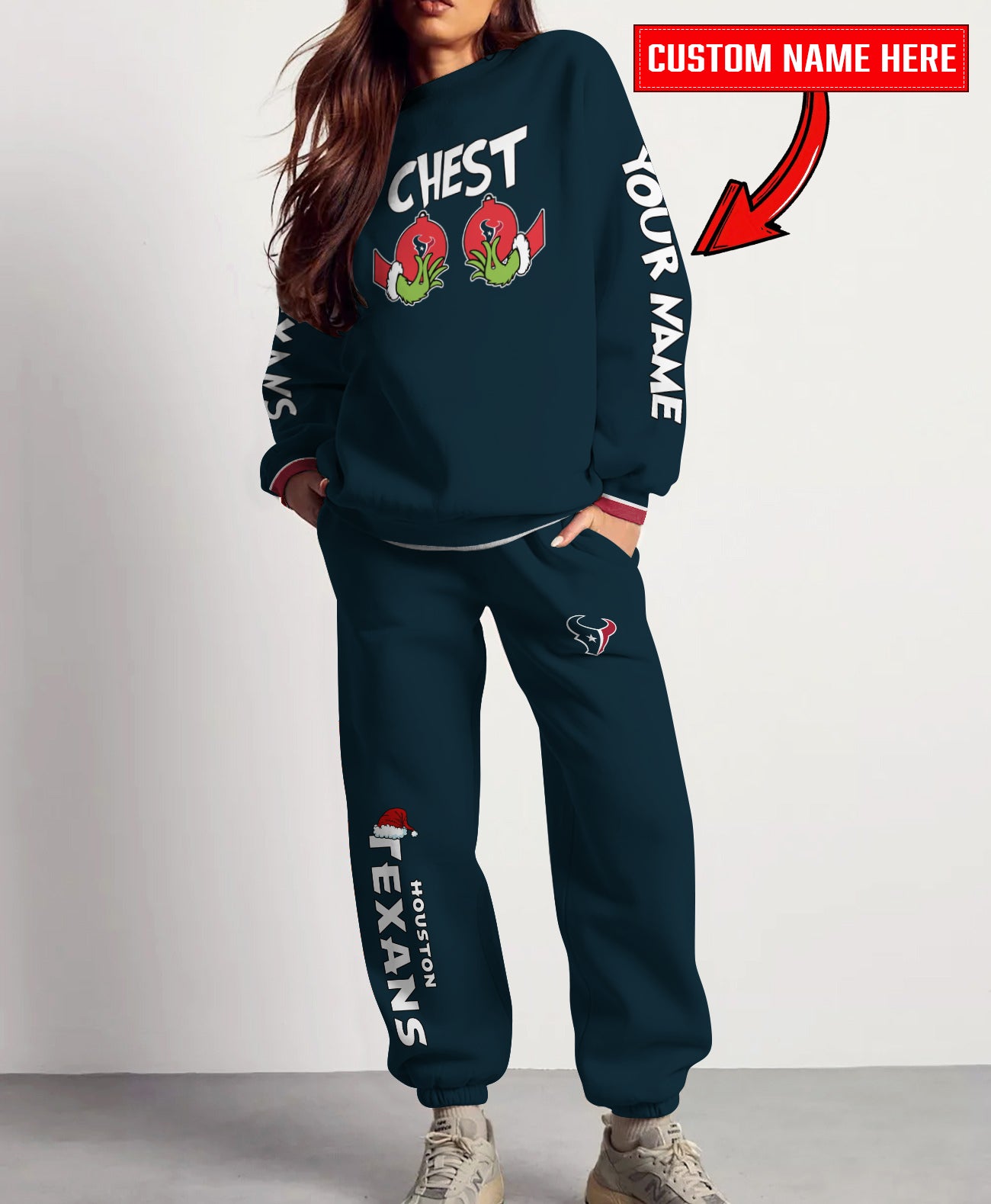 Houston Texans Chest – Nuts Combo Sweatshirt And Sweatpants Christmas Collection AZCASP000150TeamColor