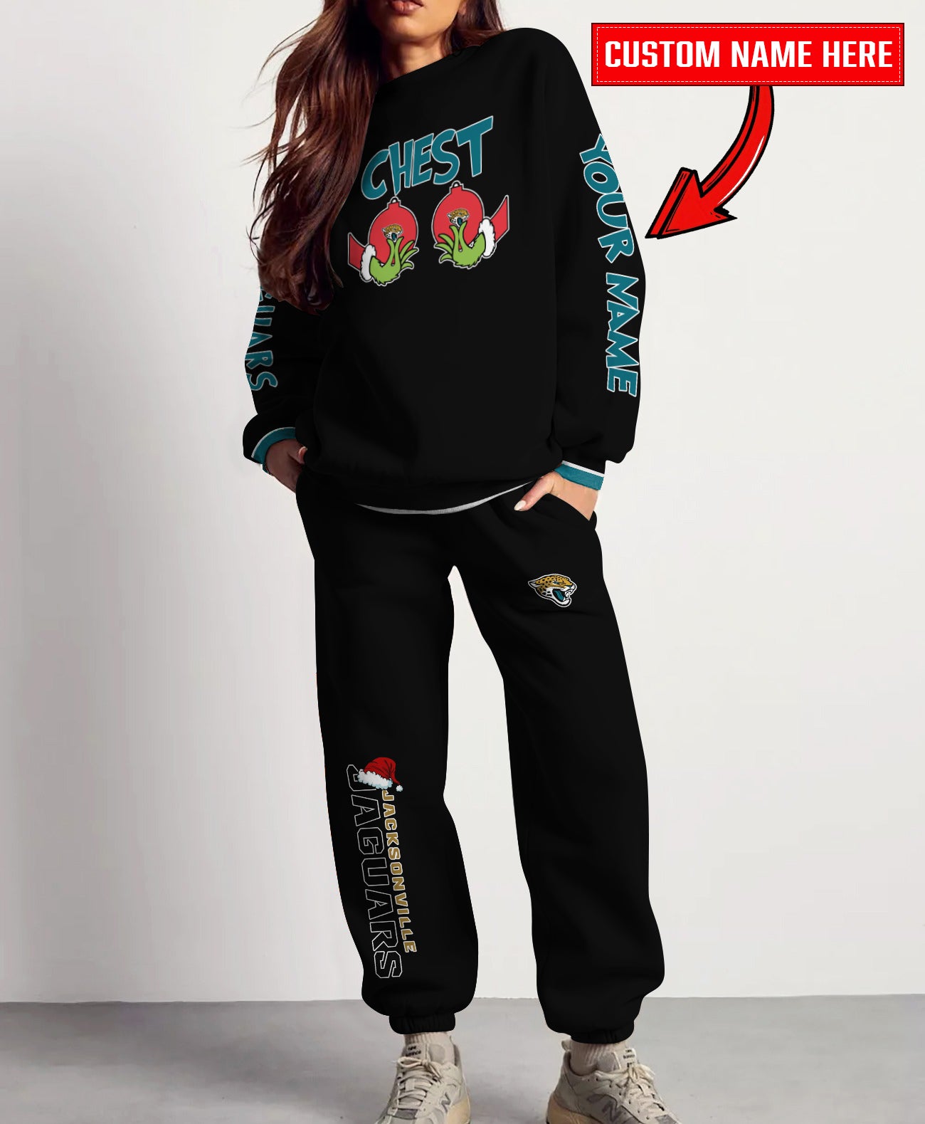 Jacksonville Jaguars Chest – Nuts Combo Sweatshirt And Sweatpants Christmas Collection AZCASP000152Black