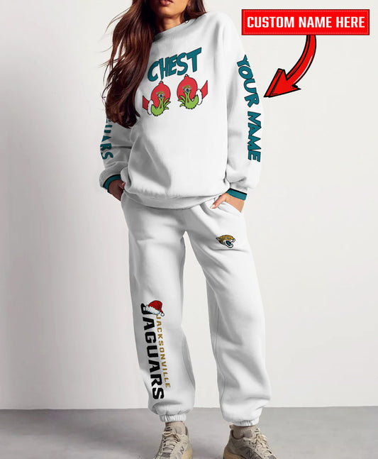 Jacksonville Jaguars Chest – Nuts Combo Sweatshirt And Sweatpants Christmas Collection AZCASP000152White