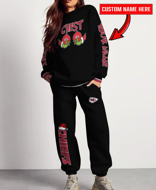 Kansas City Chiefs Chest – Nuts Combo Sweatshirt And Sweatpants Christmas Collection AZCASP000153Black