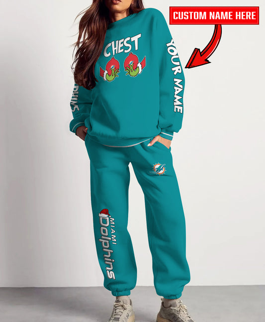 Miami Dolphins Chest – Nuts Combo Sweatshirt And Sweatpants Christmas Collection AZCASP000156TeamColor