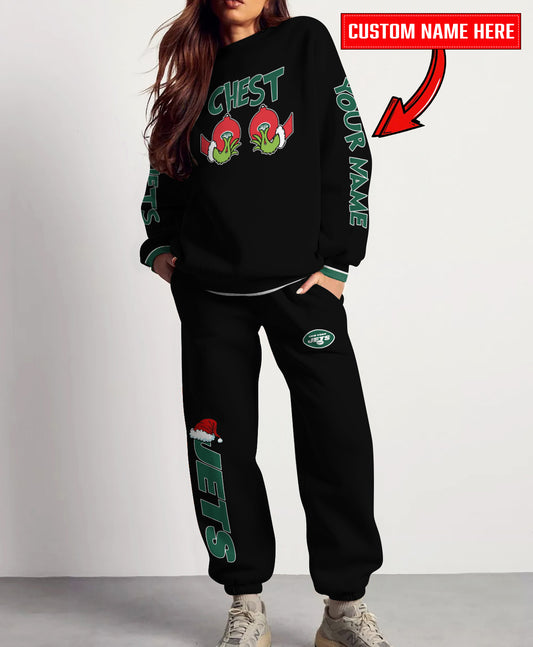 New York Jets Chest – Nuts Combo Sweatshirt And Sweatpants Christmas Collection AZCASP000158Black