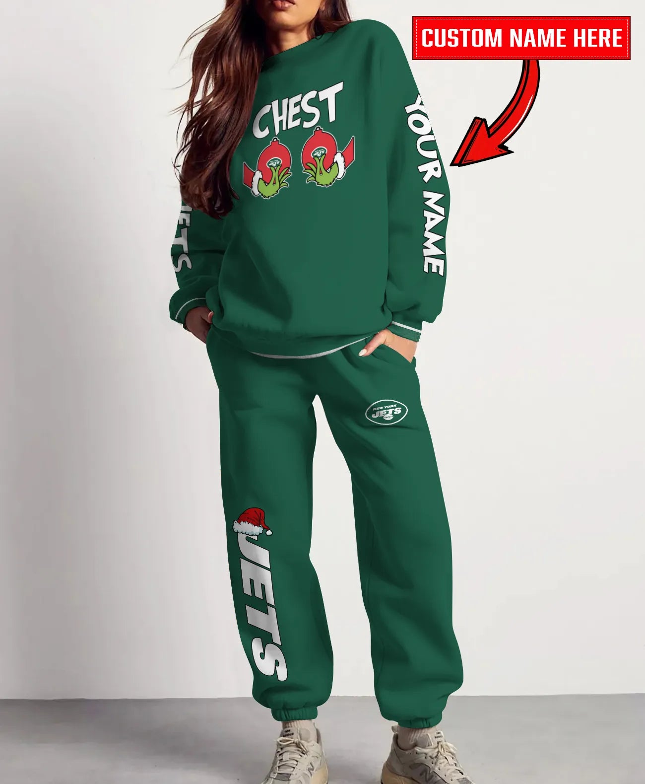 New York Jets Chest – Nuts Combo Sweatshirt And Sweatpants Christmas Collection AZCASP000158TeamColor
