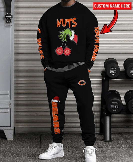 Chicago Bears Chest – Nuts Combo Sweatshirt And Sweatpants Christmas Collection AZCASP000164Black