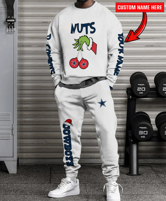 Dallas Cowboys Chest – Nuts Combo Sweatshirt And Sweatpants Christmas Collection AZCASP000165White