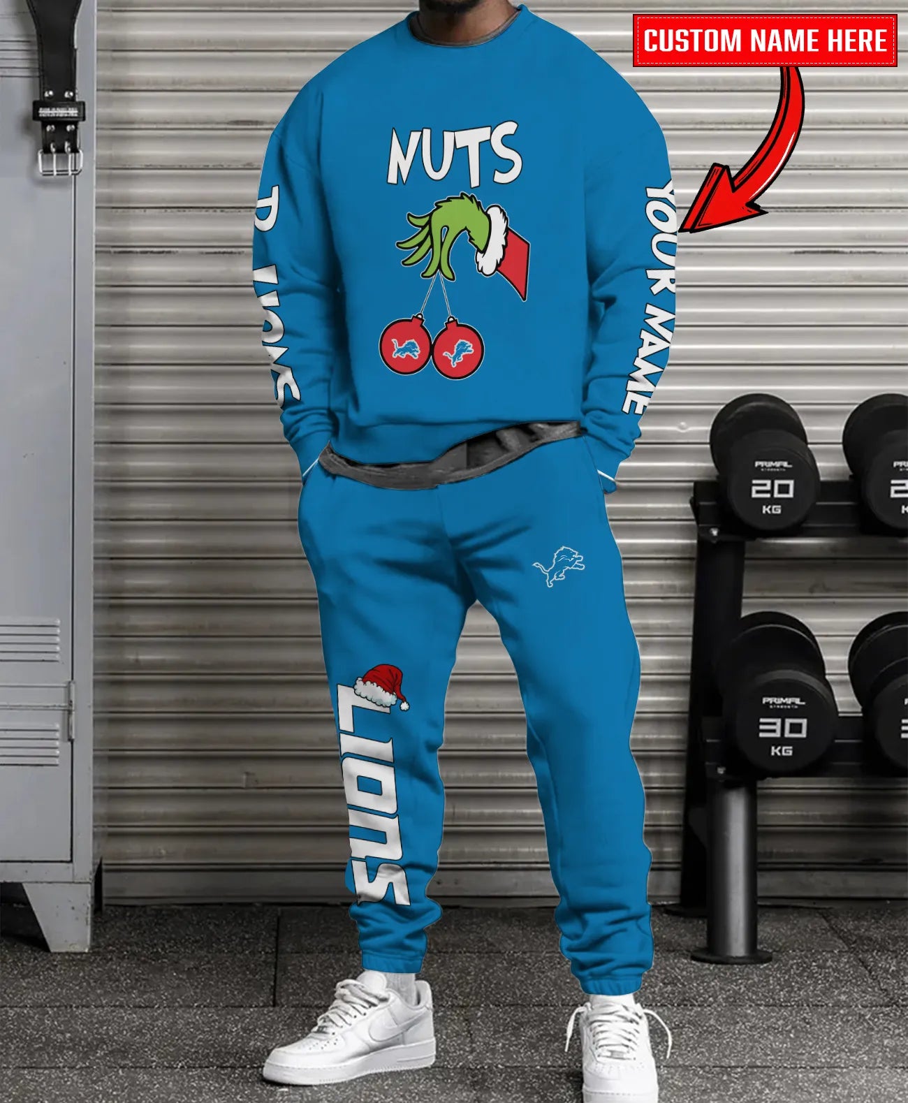 Detroit Lions Chest – Nuts Combo Sweatshirt And Sweatpants Christmas Collection AZCASP000166TeamColor