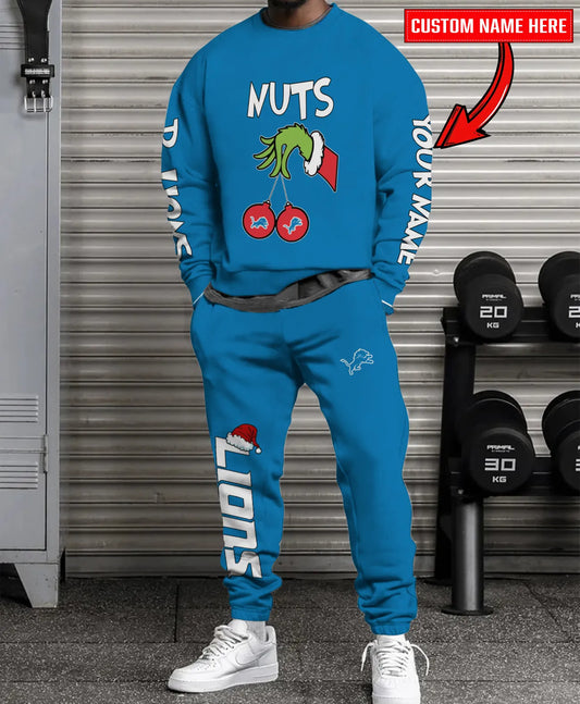 Detroit Lions Chest – Nuts Combo Sweatshirt And Sweatpants Christmas Collection AZCASP000166TeamColor