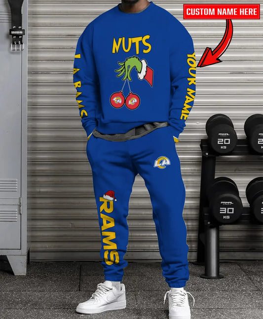 Los Angeles Rams Chest – Nuts Combo Sweatshirt And Sweatpants Christmas Collection AZCASP000168TeamColor