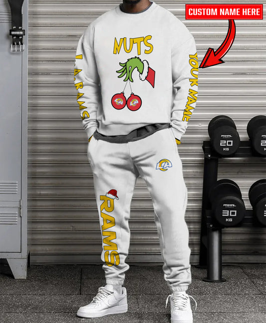 Los Angeles Rams Chest – Nuts Combo Sweatshirt And Sweatpants Christmas Collection AZCASP000168White