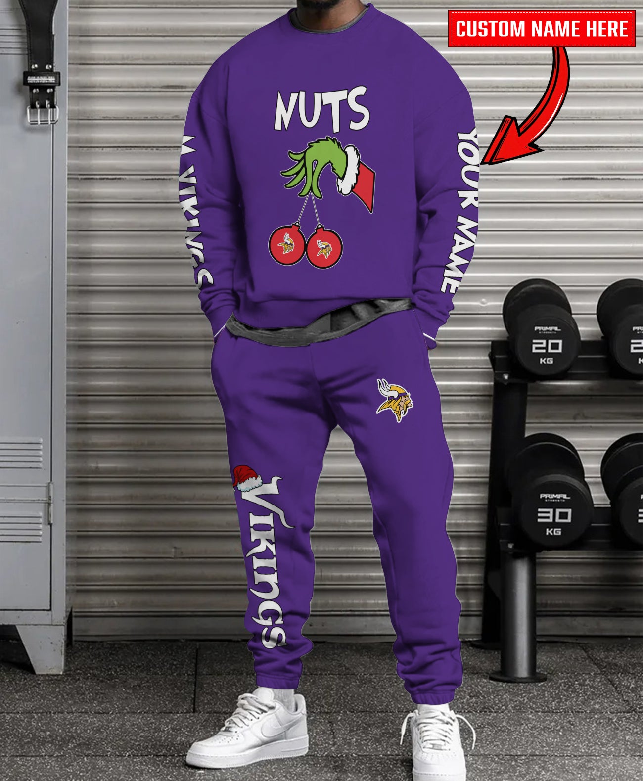 Minnesota Vikings Chest – Nuts Combo Sweatshirt And Sweatpants Christmas Collection AZCASP000169TeamColor