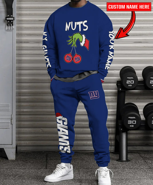 New York Giants Chest – Nuts Combo Sweatshirt And Sweatpants Christmas Collection AZCASP000171TeamColor