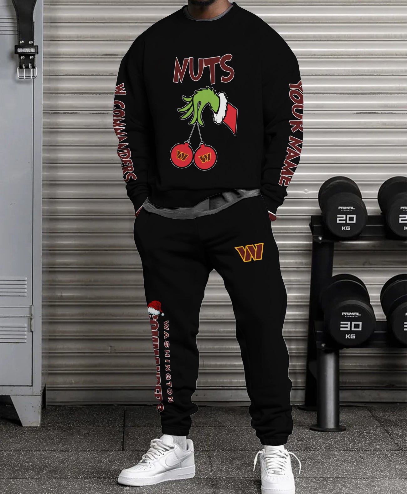 Washington Commanders Chest – Nuts Combo Sweatshirt And Sweatpants Christmas Collection AZCASP000176Black