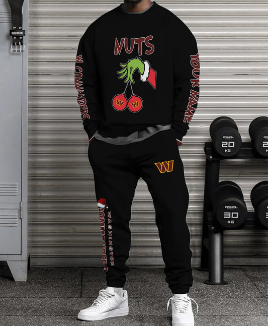 Washington Commanders Chest – Nuts Combo Sweatshirt And Sweatpants Christmas Collection AZCASP000176Black