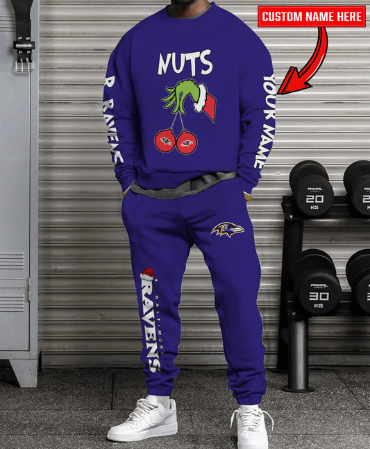 Baltimore Ravens Chest – Nuts Combo Sweatshirt And Sweatpants Christmas Collection AZCASP000177TeamColor
