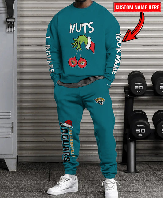 Jacksonville Jaguars Chest – Nuts Combo Sweatshirt And Sweatpants Christmas Collection AZCASP000184TeamColor