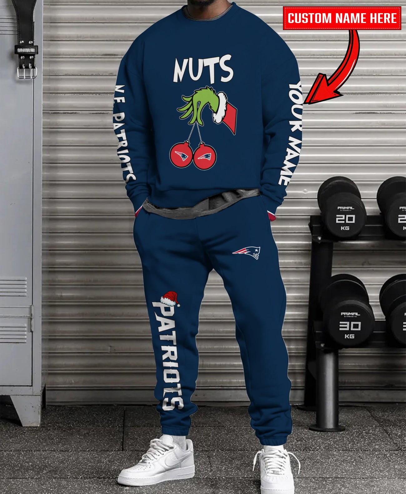 New England Patriots Chest – Nuts Combo Sweatshirt And Sweatpants Christmas Collection AZCASP000189TeamColor