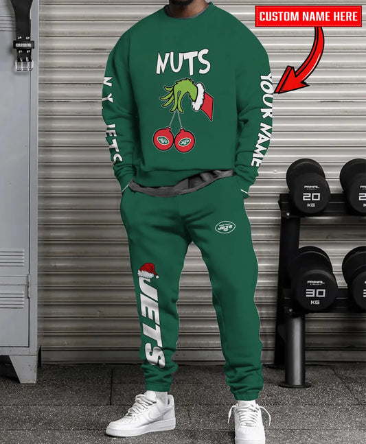 New York Jets Chest – Nuts Combo Sweatshirt And Sweatpants Christmas Collection AZCASP000190TeamColor