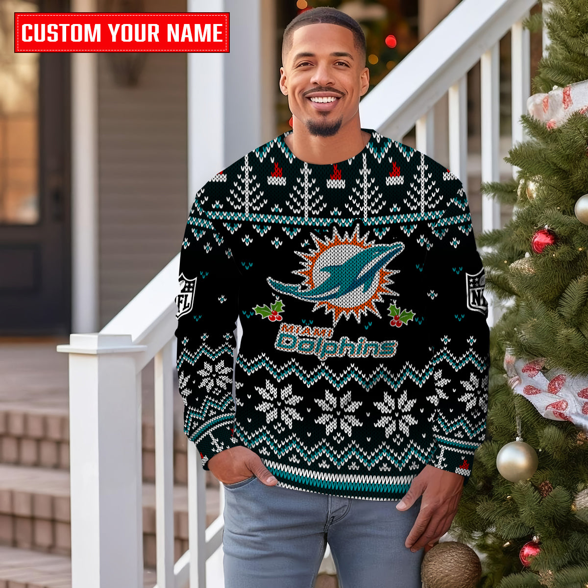 Miami Dolphins Premium Ugly Christmas Sweater Special Edition AZCAUSW000092