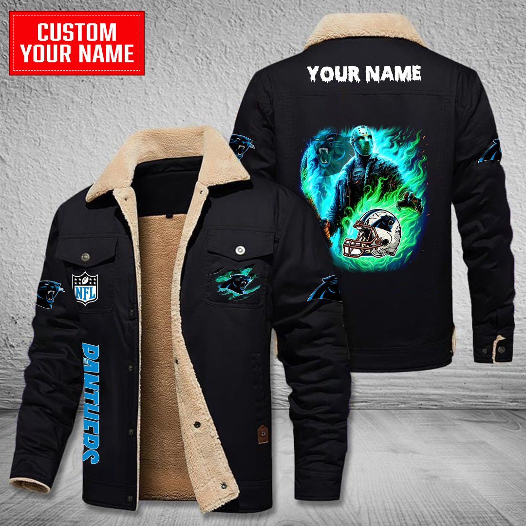 Carolina Panthers Halloween Collection Winter Fleece Bomber Jacket AZCAWFBJ000035