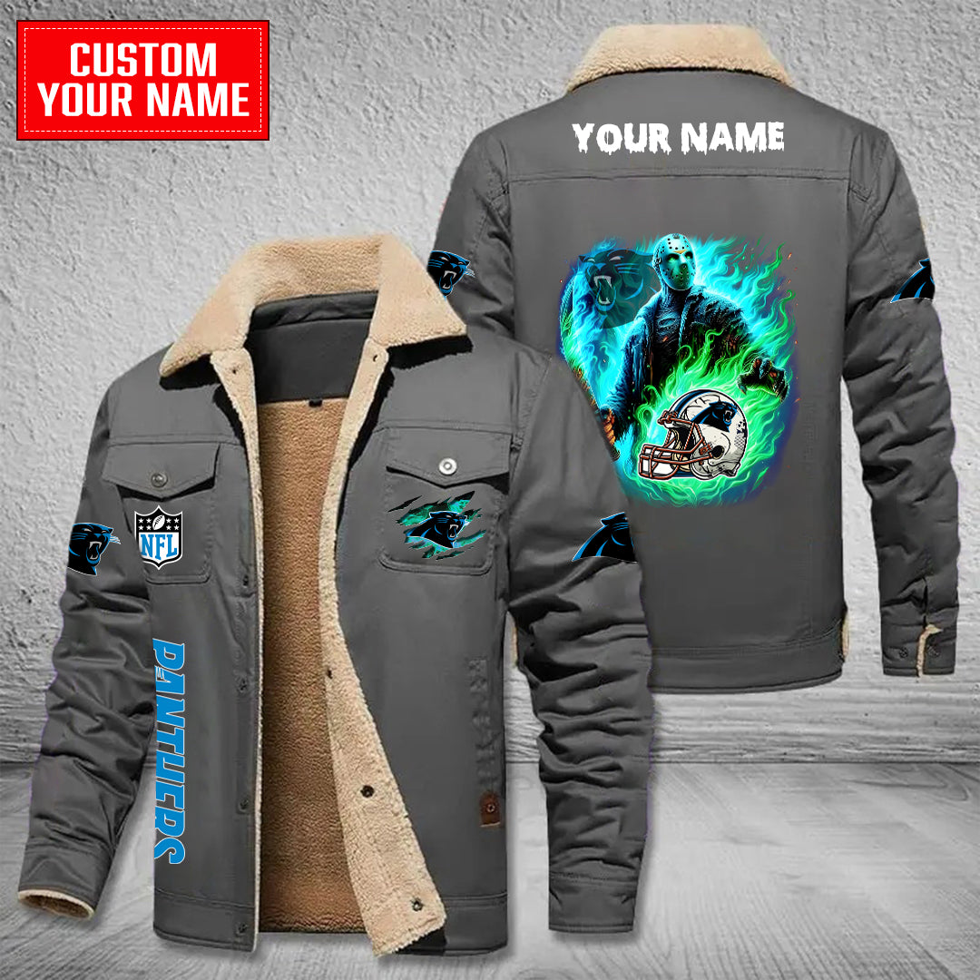 Carolina Panthers Halloween Collection Winter Fleece Bomber Jacket AZCAWFBJ000035