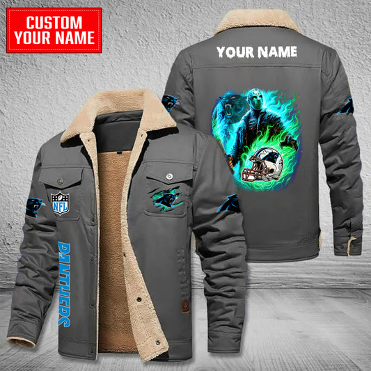Carolina Panthers Halloween Collection Winter Fleece Bomber Jacket AZCAWFBJ000035