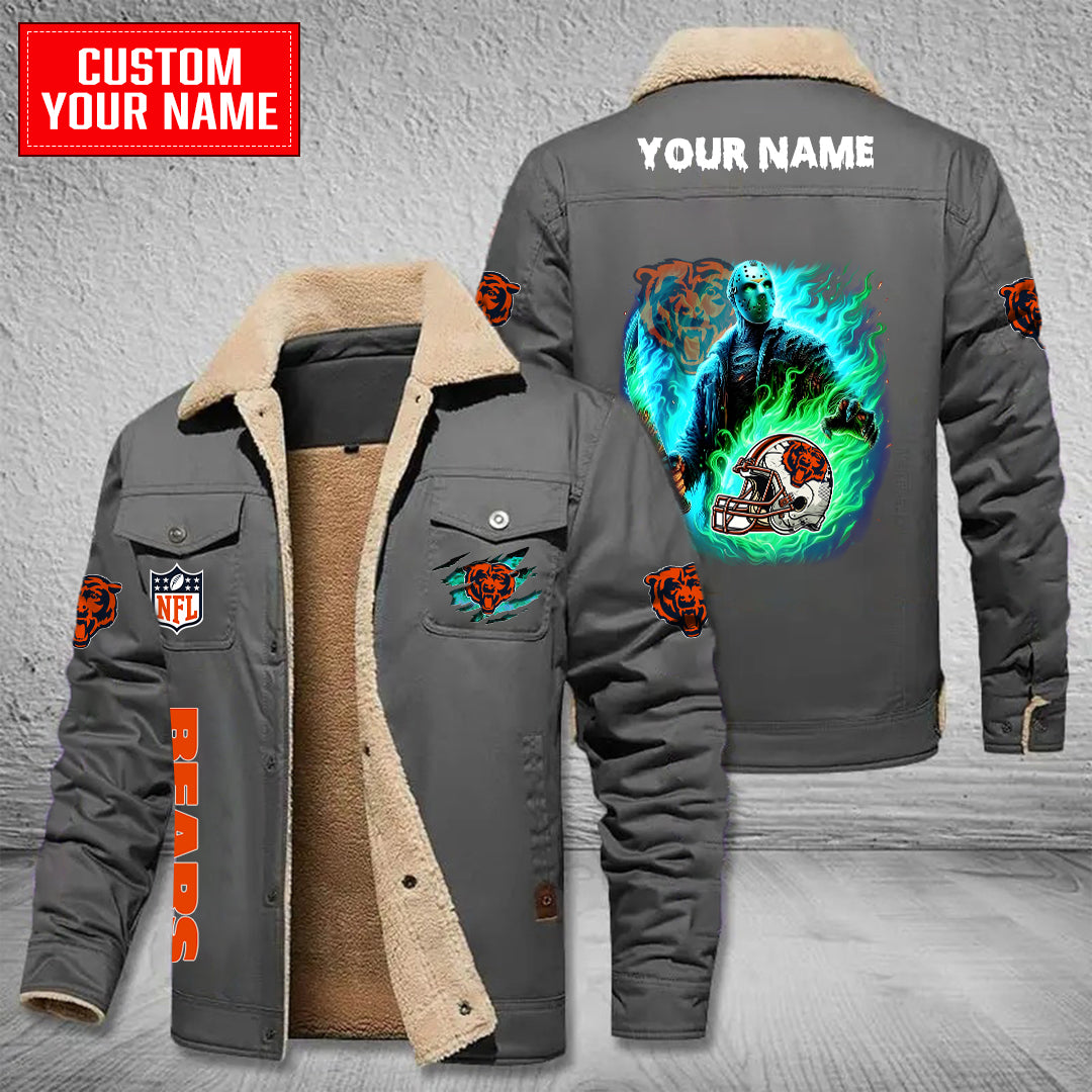 Chicago Bears Halloween Collection Winter Fleece Bomber Jacket AZCAWFBJ000036
