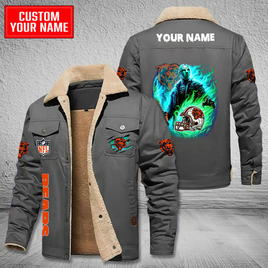 Chicago Bears Halloween Collection Winter Fleece Bomber Jacket AZCAWFBJ000036