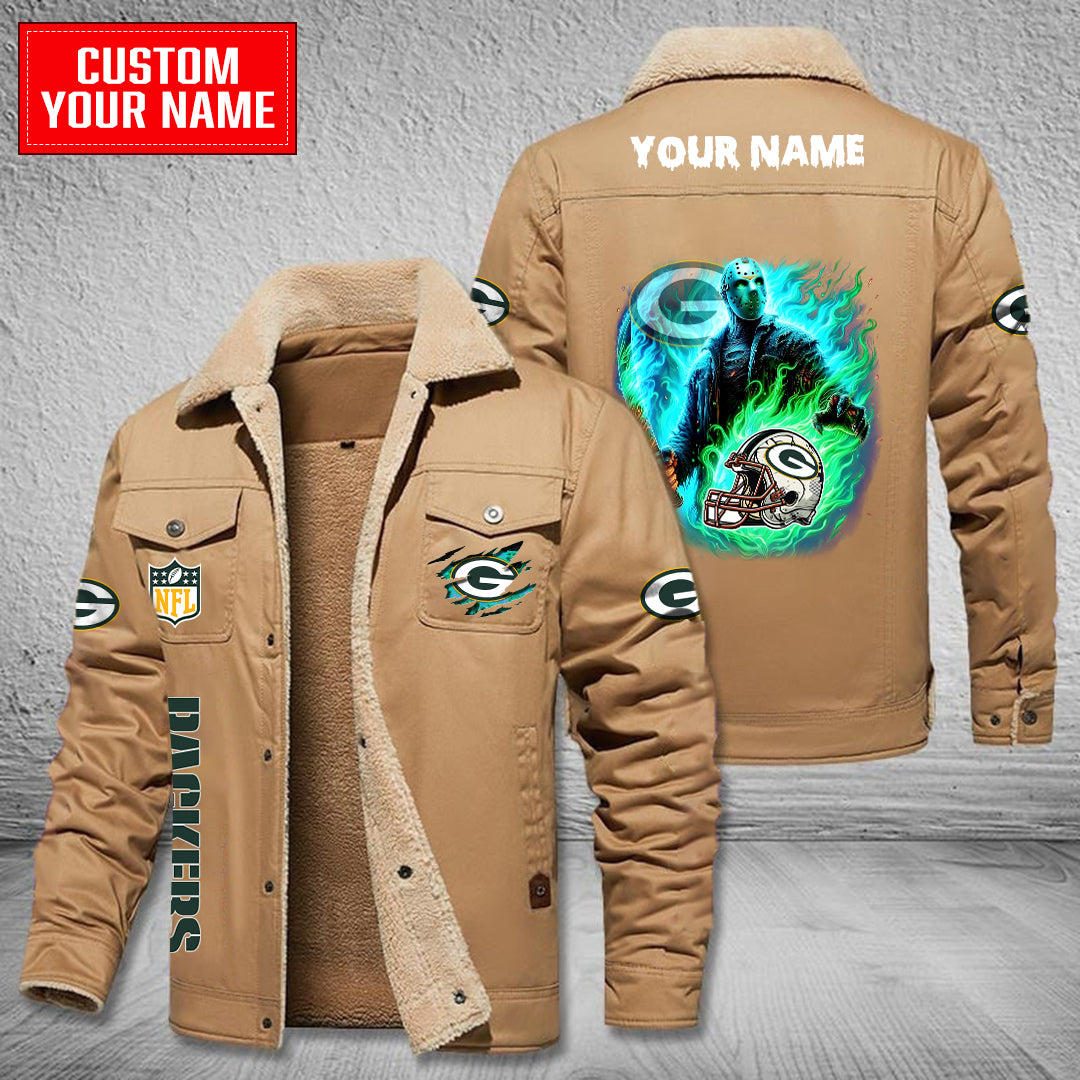 Green Bay Packers Halloween Collection Winter Fleece Bomber Jacket AZCAWFBJ000039