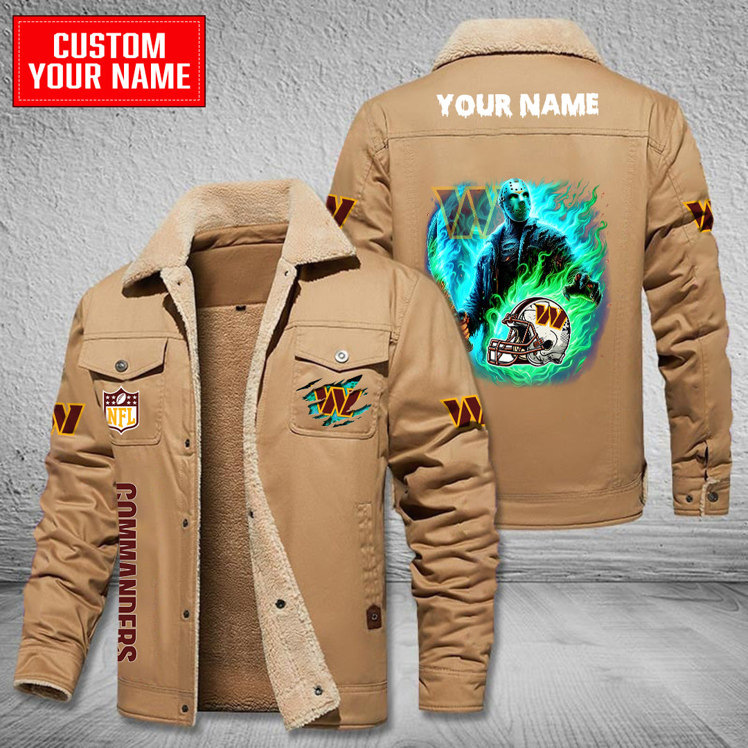 Washington Commanders Halloween Collection Winter Fleece Bomber Jacket AZCAWFBJ000048