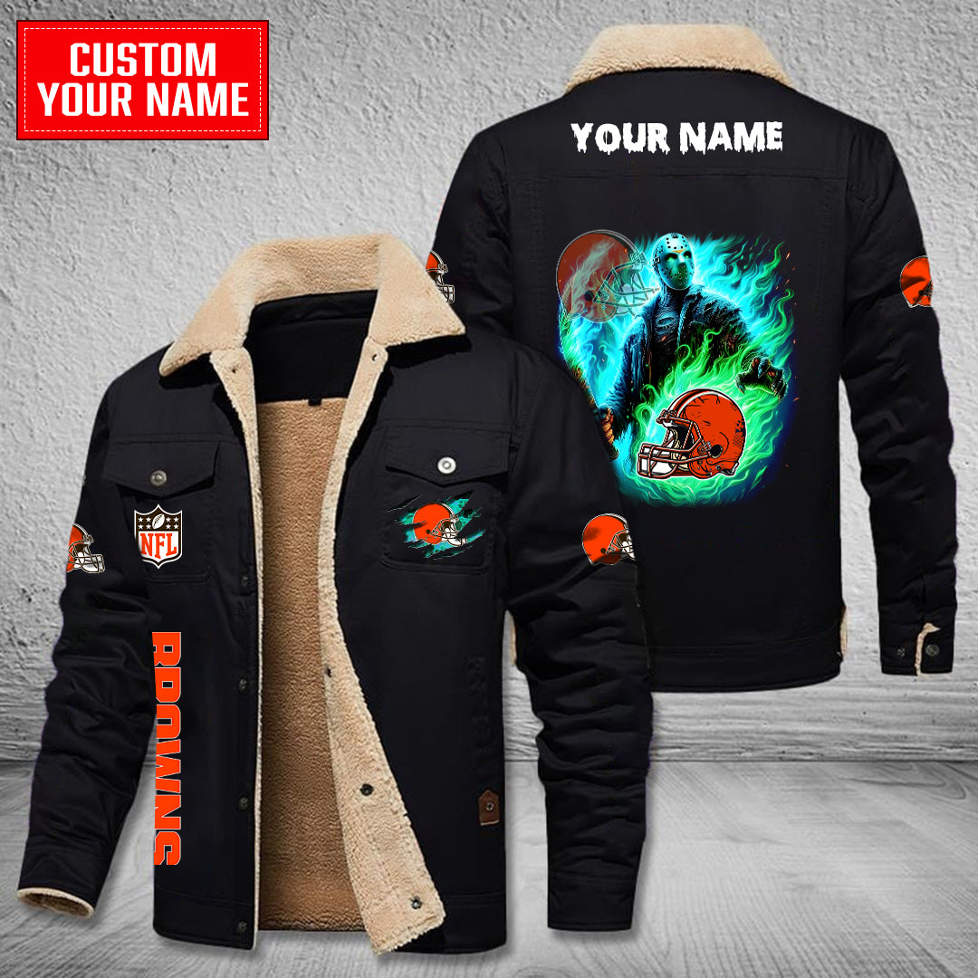 Cleveland Browns Halloween Collection Winter Fleece Bomber Jacket AZCAWFBJ000052