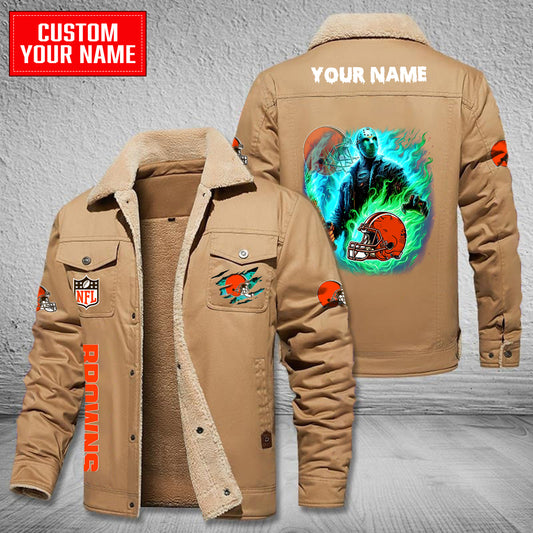 Cleveland Browns Halloween Collection Winter Fleece Bomber Jacket AZCAWFBJ000052