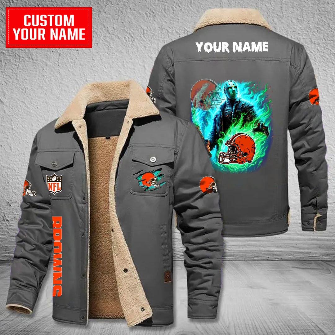 Cleveland Browns Halloween Collection Winter Fleece Bomber Jacket AZCAWFBJ000052