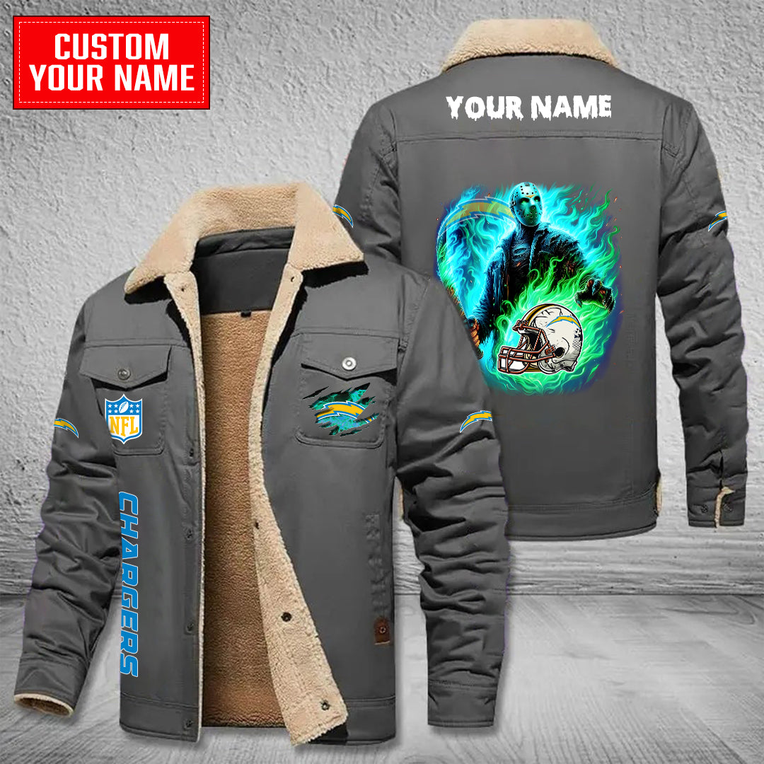 Los Angeles Chargers Halloween Collection Winter Fleece Bomber Jacket AZCAWFBJ000059