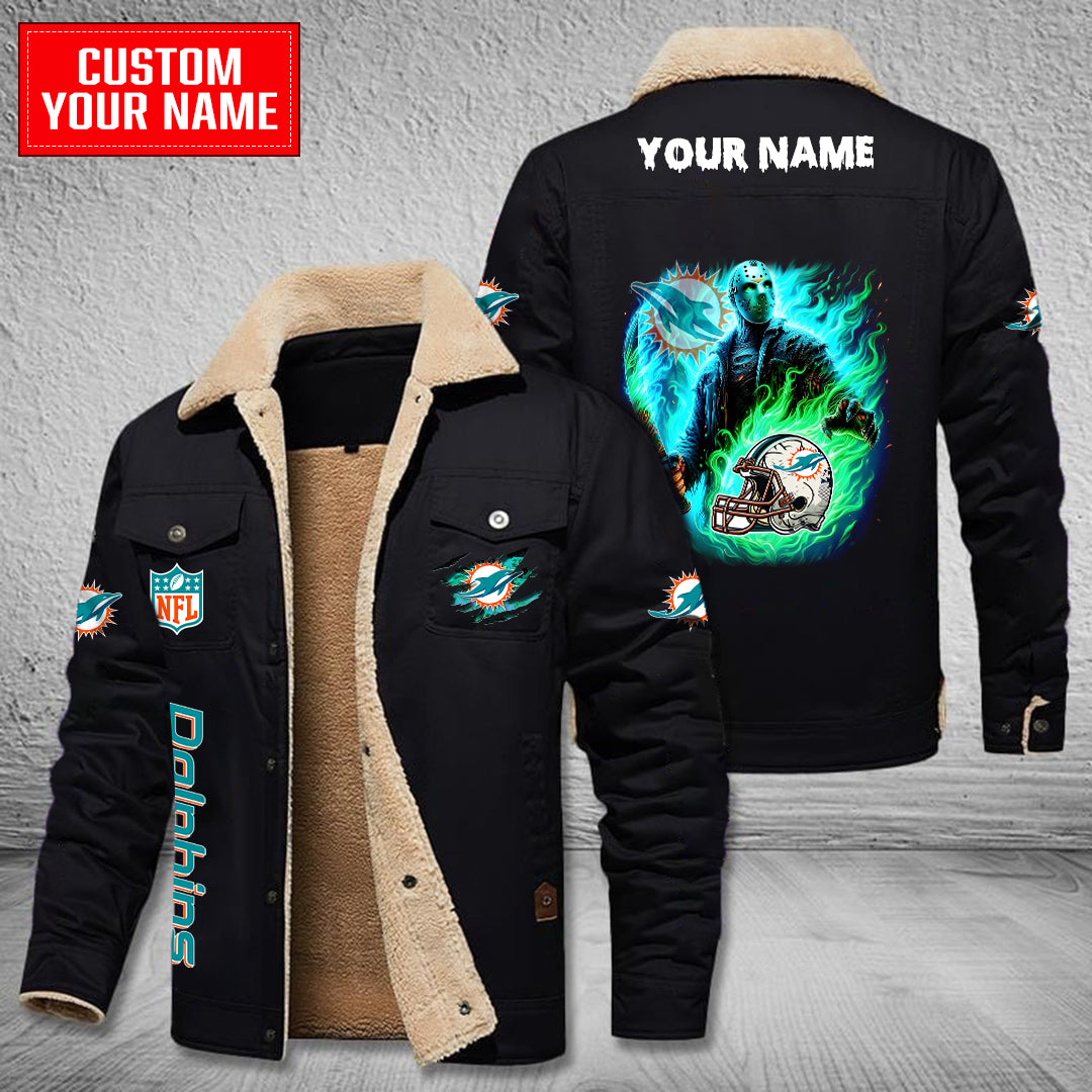 Miami Dolphins Halloween Collection Winter Fleece Bomber Jacket AZCAWFBJ000060