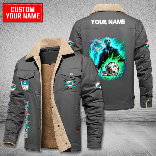 Miami Dolphins Halloween Collection Winter Fleece Bomber Jacket AZCAWFBJ000060