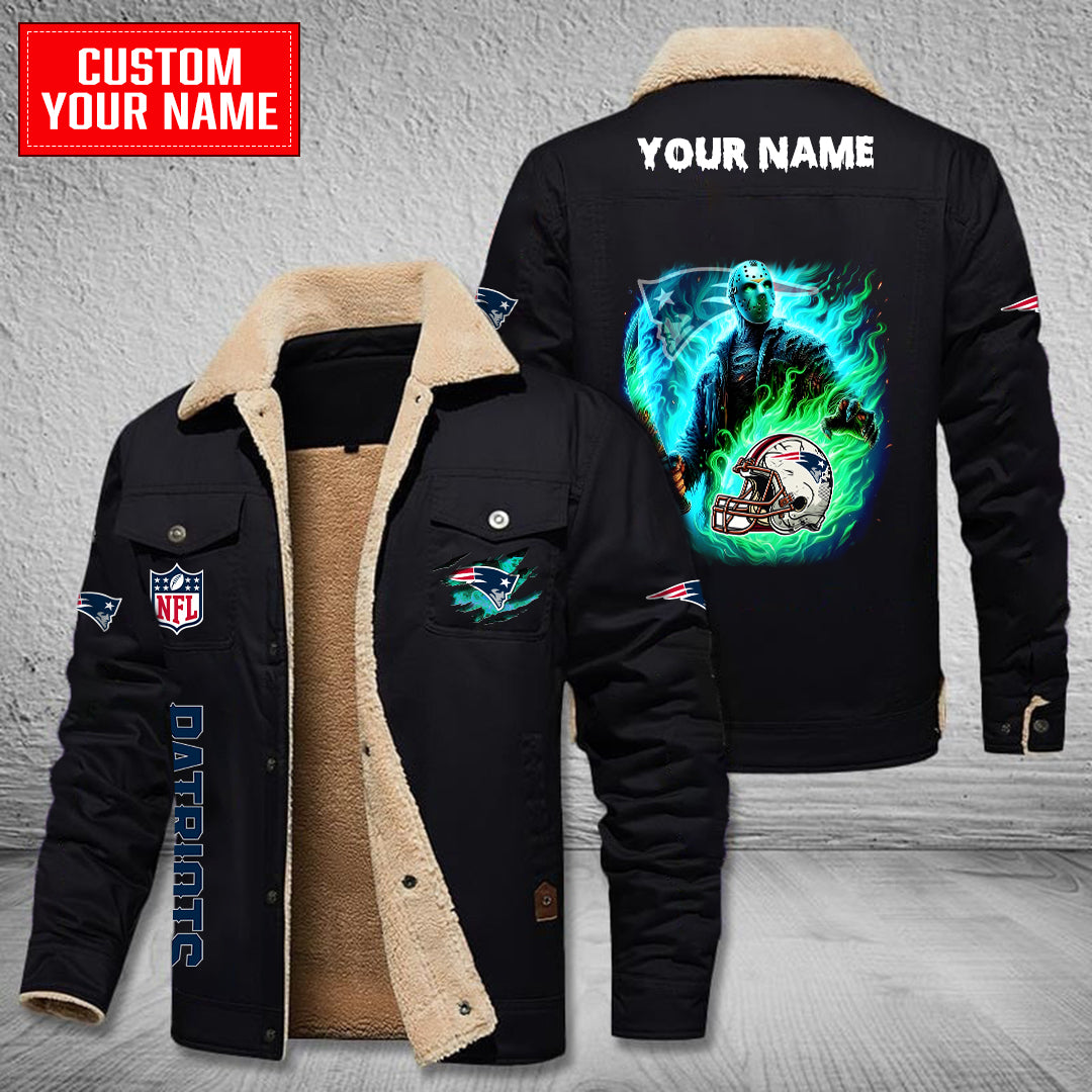 New England Patriots Halloween Collection Winter Fleece Bomber Jacket AZCAWFBJ000061