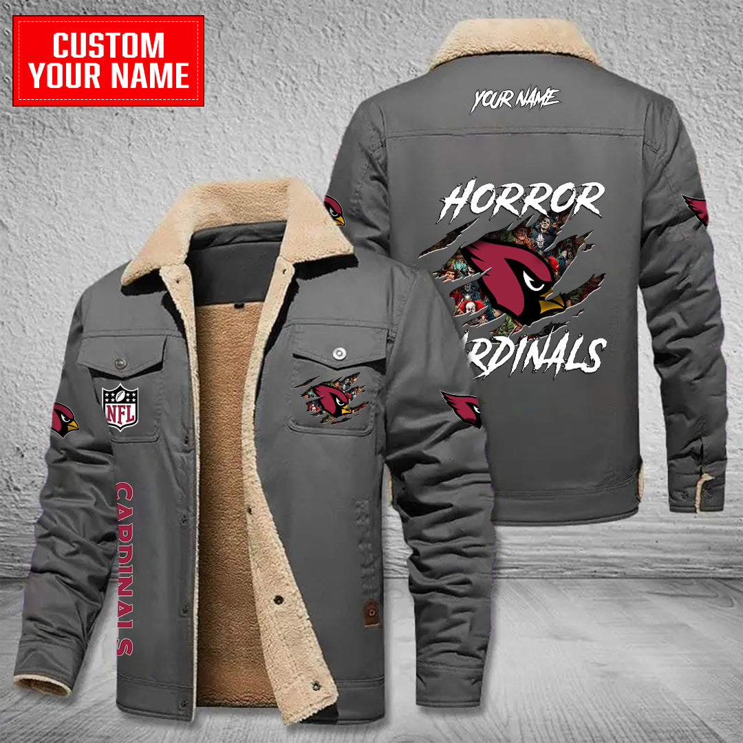 Arizona Cardinals Halloween Horror Collection Winter Fleece Bomber Jacket AZCAWFBJ000065