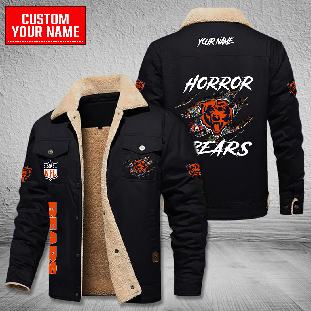 Chicago Bears Halloween Horror Collection Winter Fleece Bomber Jacket AZCAWFBJ000068