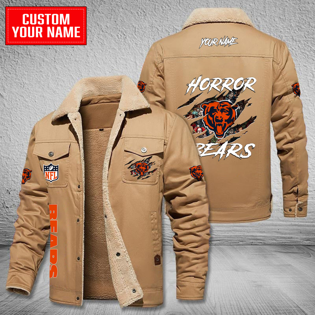 Chicago Bears Halloween Horror Collection Winter Fleece Bomber Jacket AZCAWFBJ000068