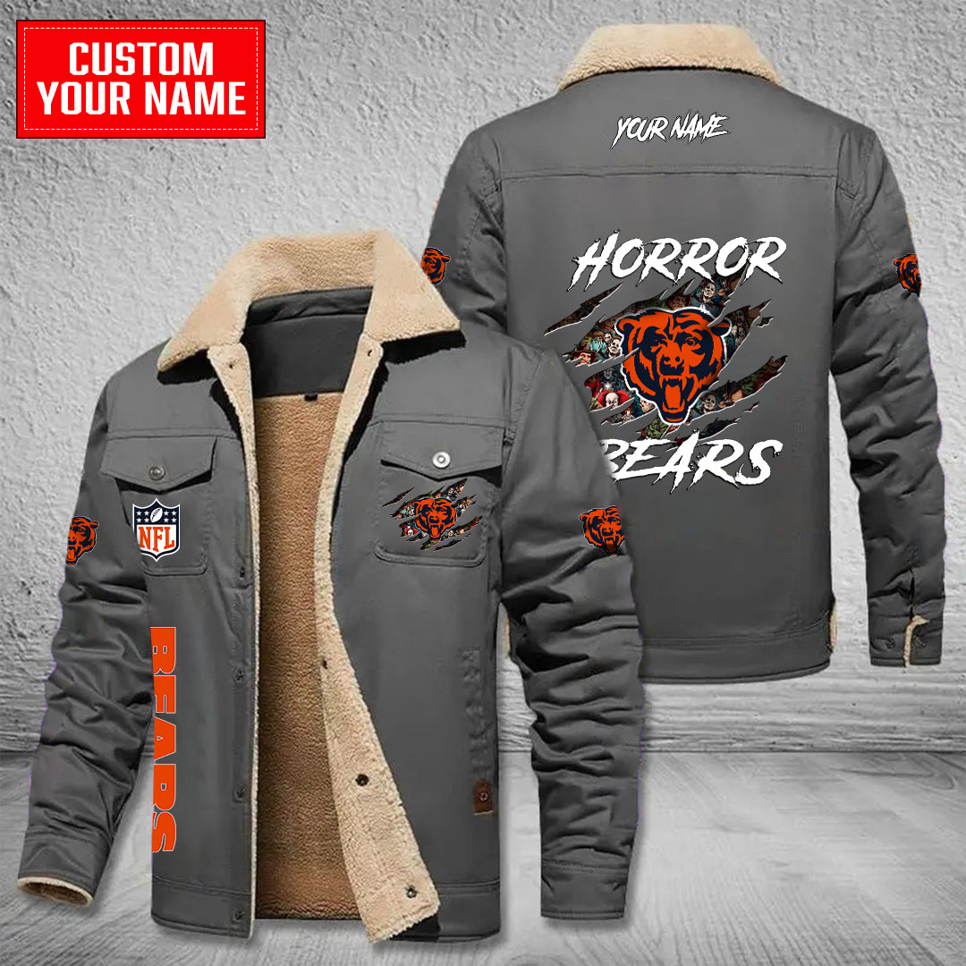 Chicago Bears Halloween Horror Collection Winter Fleece Bomber Jacket AZCAWFBJ000068