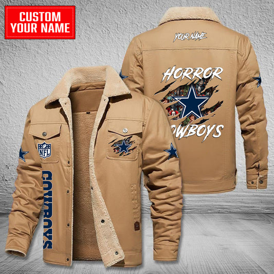 Dallas Cowboys Halloween Horror Collection Winter Fleece Bomber Jacket AZCAWFBJ000069