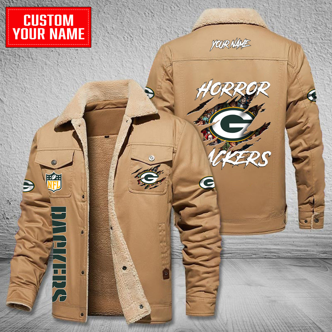 Green Bay Packers Halloween Horror Collection Winter Fleece Bomber Jacket AZCAWFBJ000071