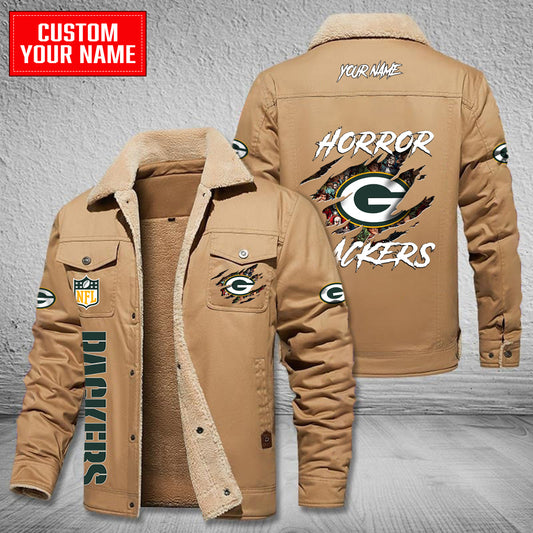 Green Bay Packers Halloween Horror Collection Winter Fleece Bomber Jacket AZCAWFBJ000071