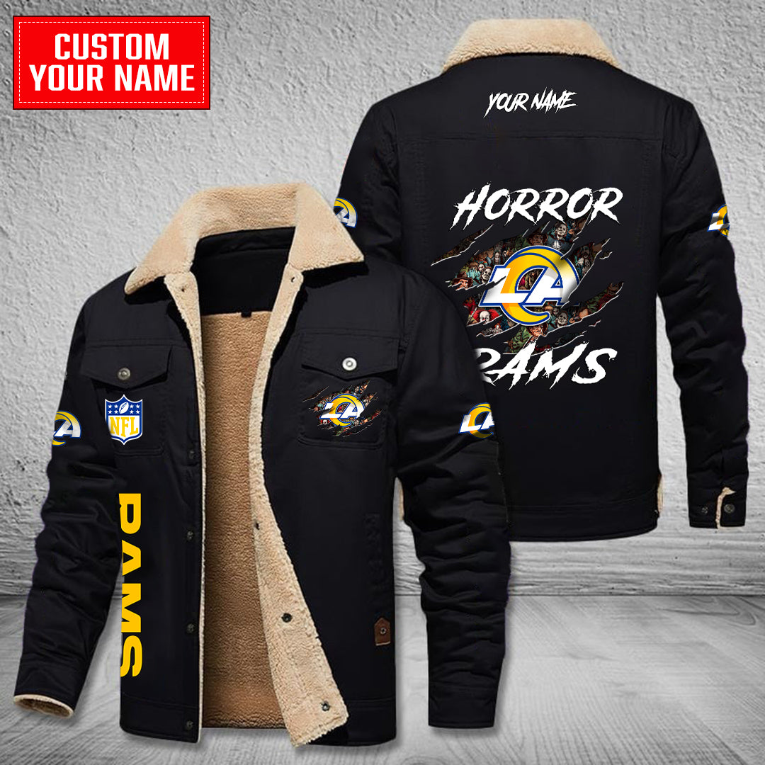 Los Angeles Rams Halloween Horror Collection Winter Fleece Bomber Jacket AZCAWFBJ000072