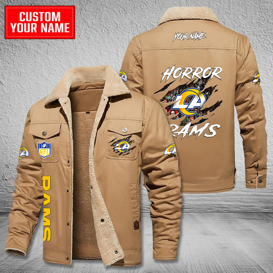 Los Angeles Rams Halloween Horror Collection Winter Fleece Bomber Jacket AZCAWFBJ000072