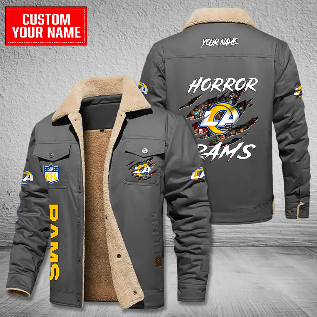 Los Angeles Rams Halloween Horror Collection Winter Fleece Bomber Jacket AZCAWFBJ000072