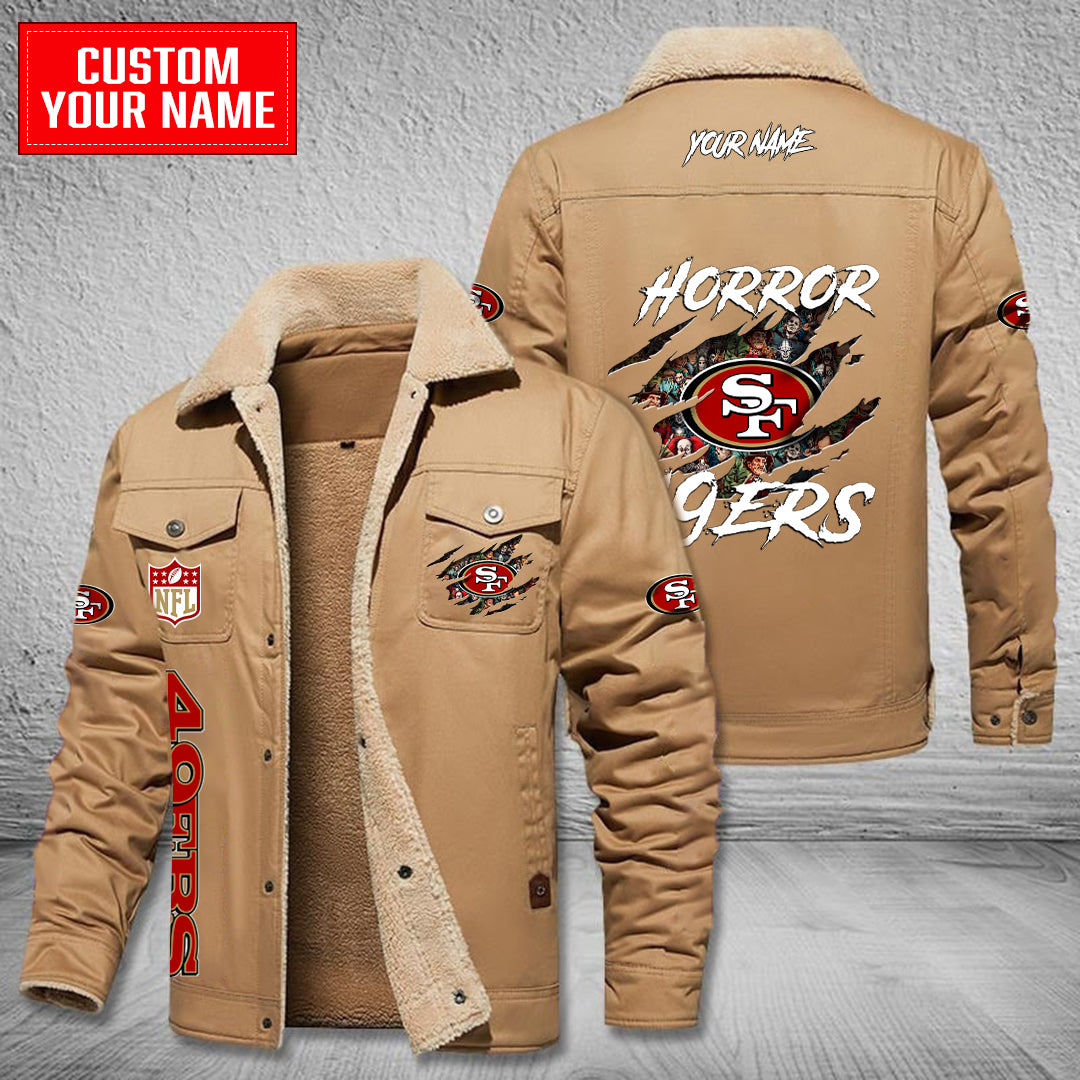 San Francisco 49ers Halloween Horror Collection Winter Fleece Bomber Jacket AZCAWFBJ000077