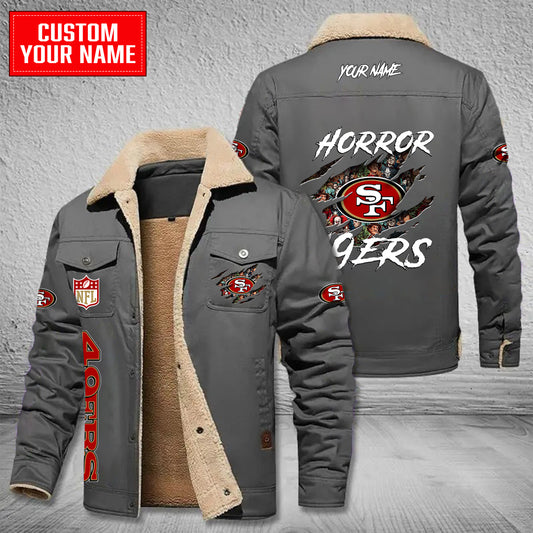 San Francisco 49ers Halloween Horror Collection Winter Fleece Bomber Jacket AZCAWFBJ000077
