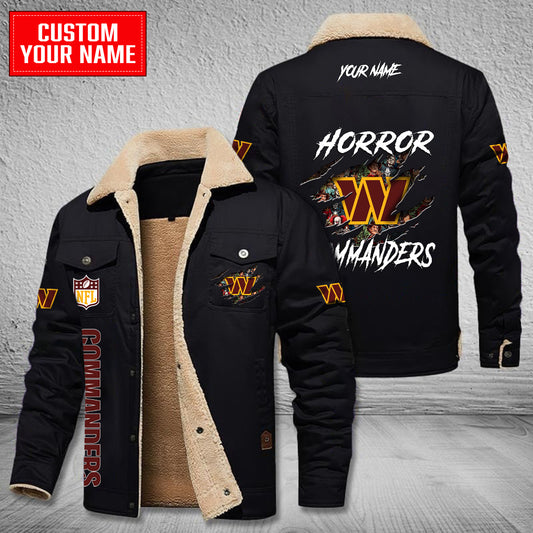Washington Commanders Halloween Horror Collection Winter Fleece Bomber Jacket AZCAWFBJ000080